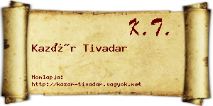 Kazár Tivadar névjegykártya